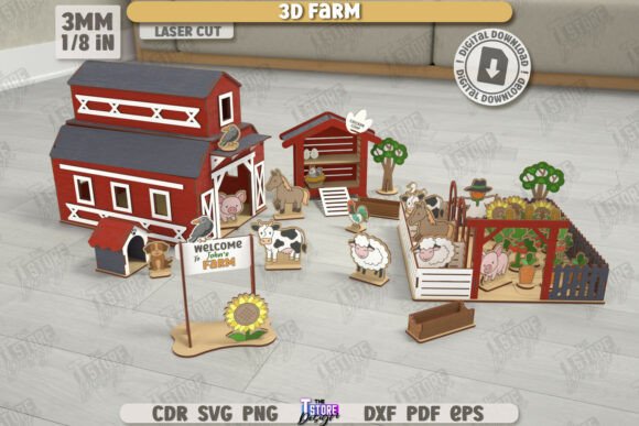 3D Farm Model Laser Cut DIY Kit
