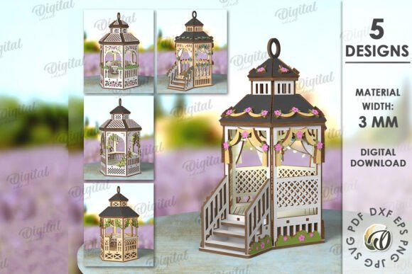 3D Gazebo Lanterns Bundle Laser Cut