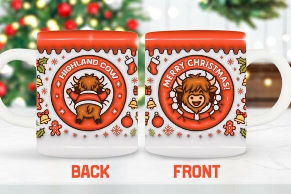 3D Highland Cow Xmas Mug Wrap Guide