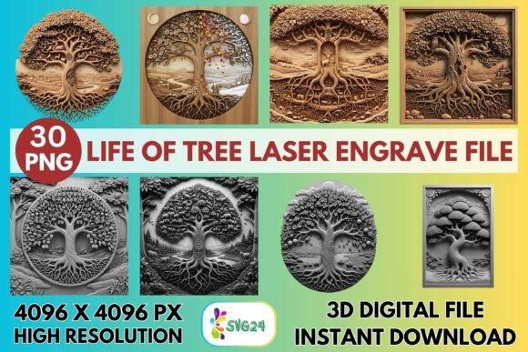 3D Life of Tree Laser Engrave File