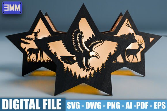 3D Star Wildlife Lantern Laser Files
