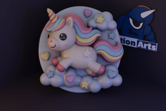 3D Unicorn Picture Model for Printing
