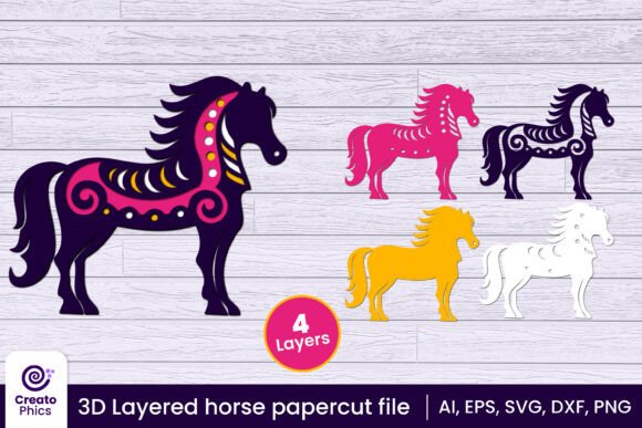 Bringing Equestrian Art to Life with 3D Layered Horse Papercut Laser Cut SVG