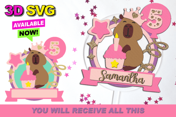 Cute Capybara Shaker Cake Topper SVG