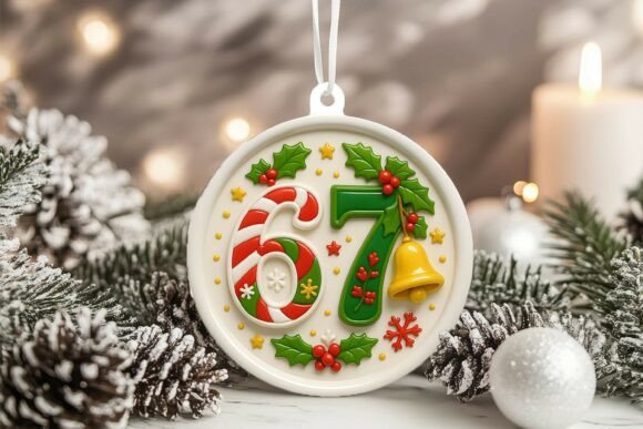 Elevate Your Holiday Crafts with Six Seven 67 Christmas 3D Ornament PNG