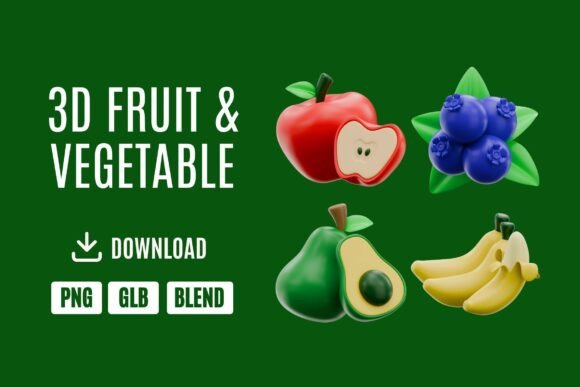 Elevating Digital Branding with the Fresh 3D Fruit Vegetable Icons Pack 1