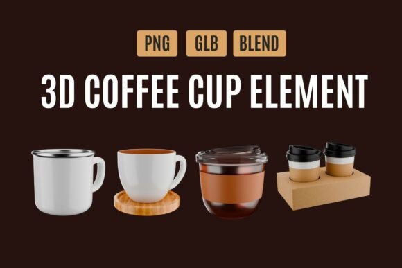 Elevating Digital Branding with the Modern 3D Coffee Cup Pack 04
