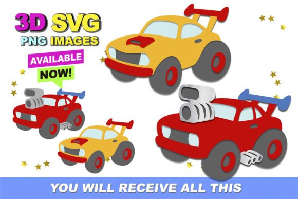 Evaluating Muscle Cars Elements 3D SVG for Automotive-Themed Crafting Projects