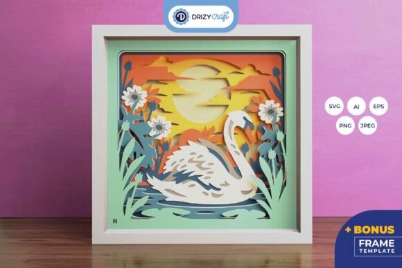 Evaluating the Swimming Swan on the Lake 3D Layered Paper Cut Design