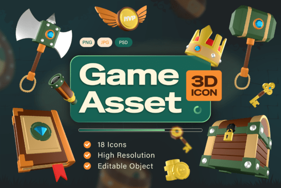 Game Asset 3D Icon Pack