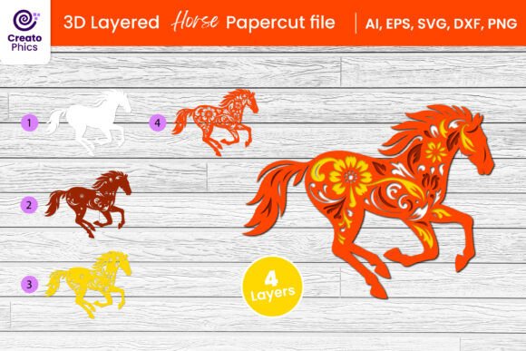 Mastering Dimensional Craft with the 3D Layered Horse Papercut File SVG