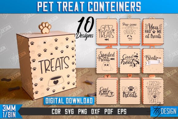 Pet Treats Box Laser Cut Design Bundle