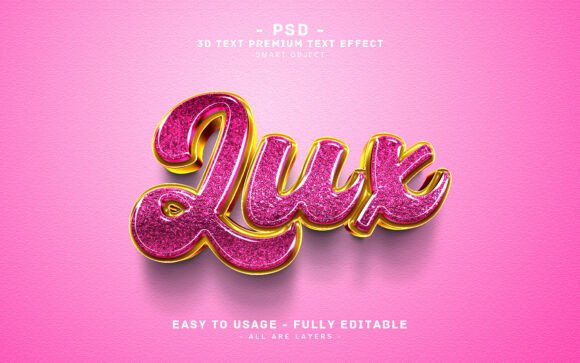 Pink and Gold Glitter 3D Text Effect: Elevating Digital Design with Luxury Aesthetics